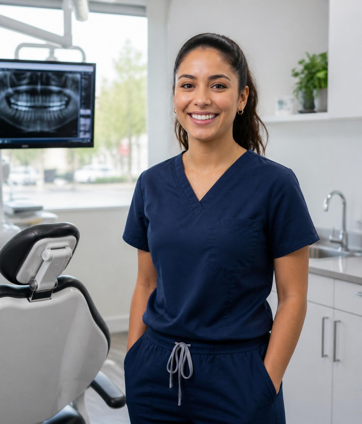 Asistente dental en una clínica dental moderna